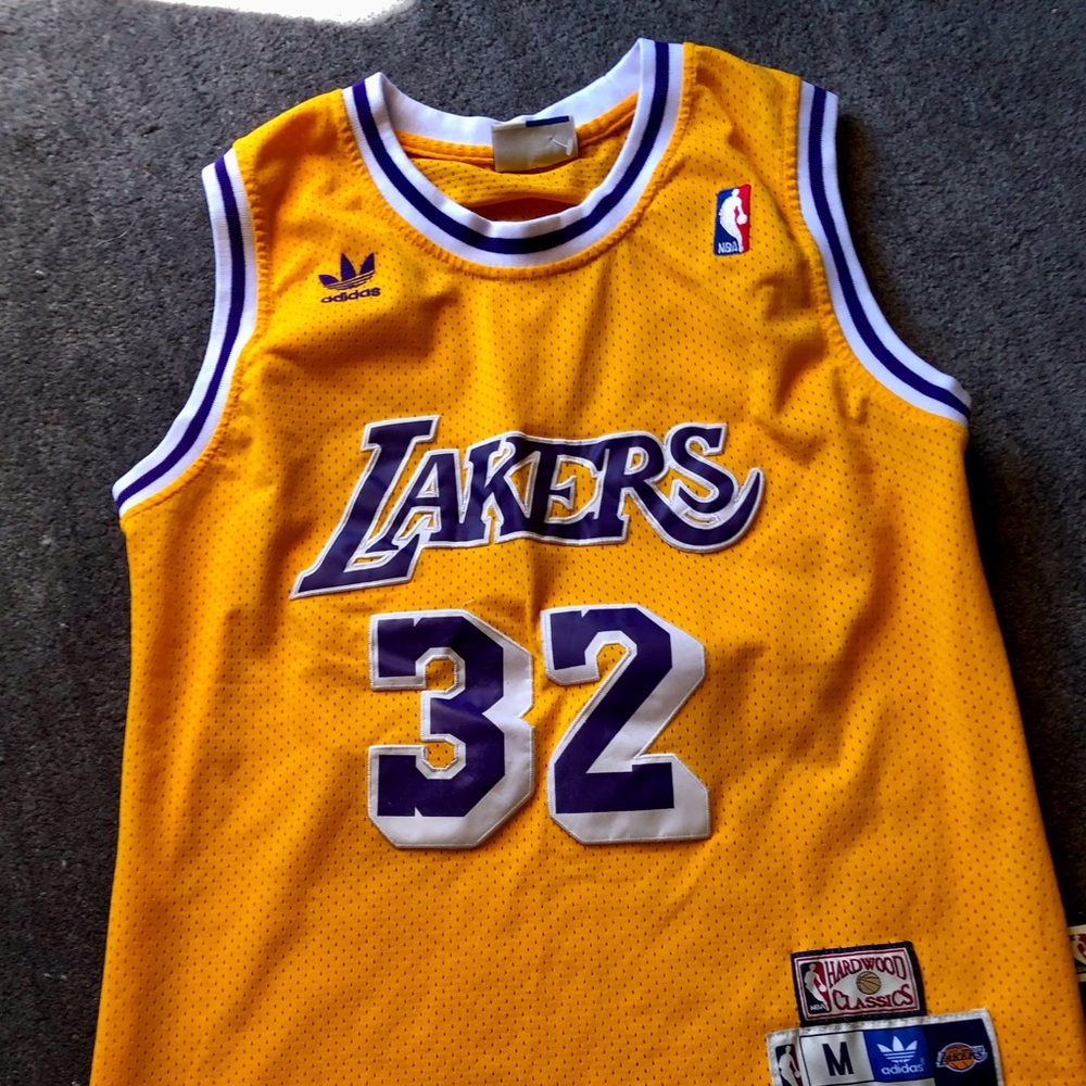Lakers Magic Johnson 32 Adidas Hardwood Classic Jersey - Size M length +2